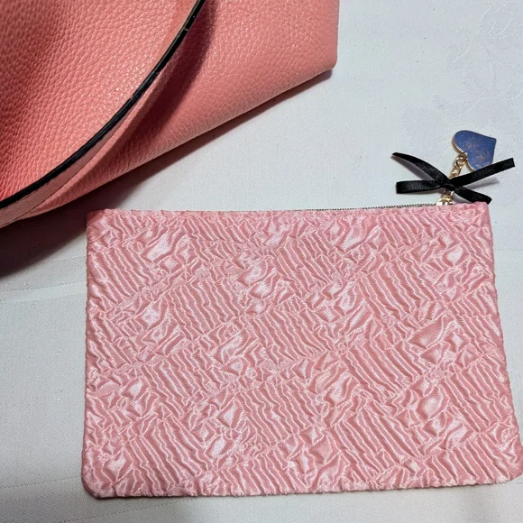 Michael Kors Junie Medium Leather Shoulder Bag - Salmon - Picture 13 of 14